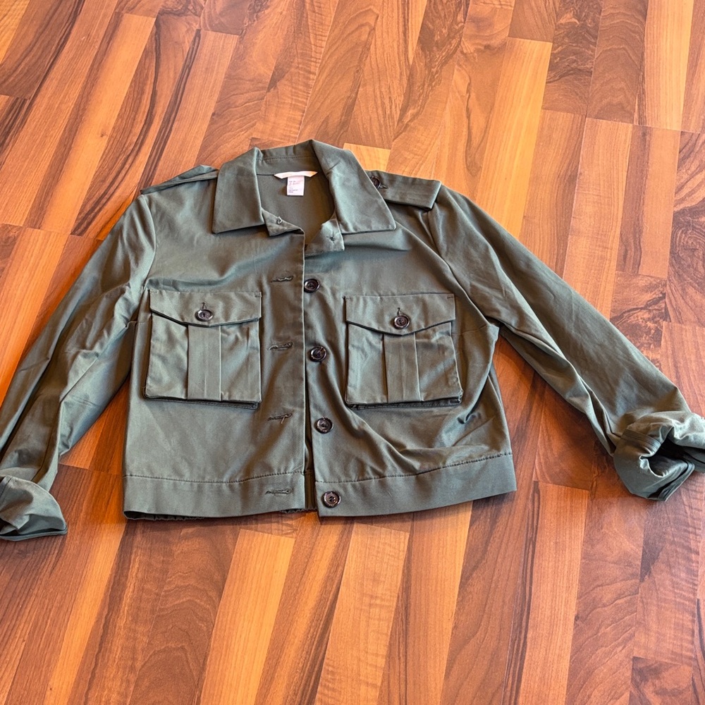 H&M Olive Green Cotton Casual Jacket